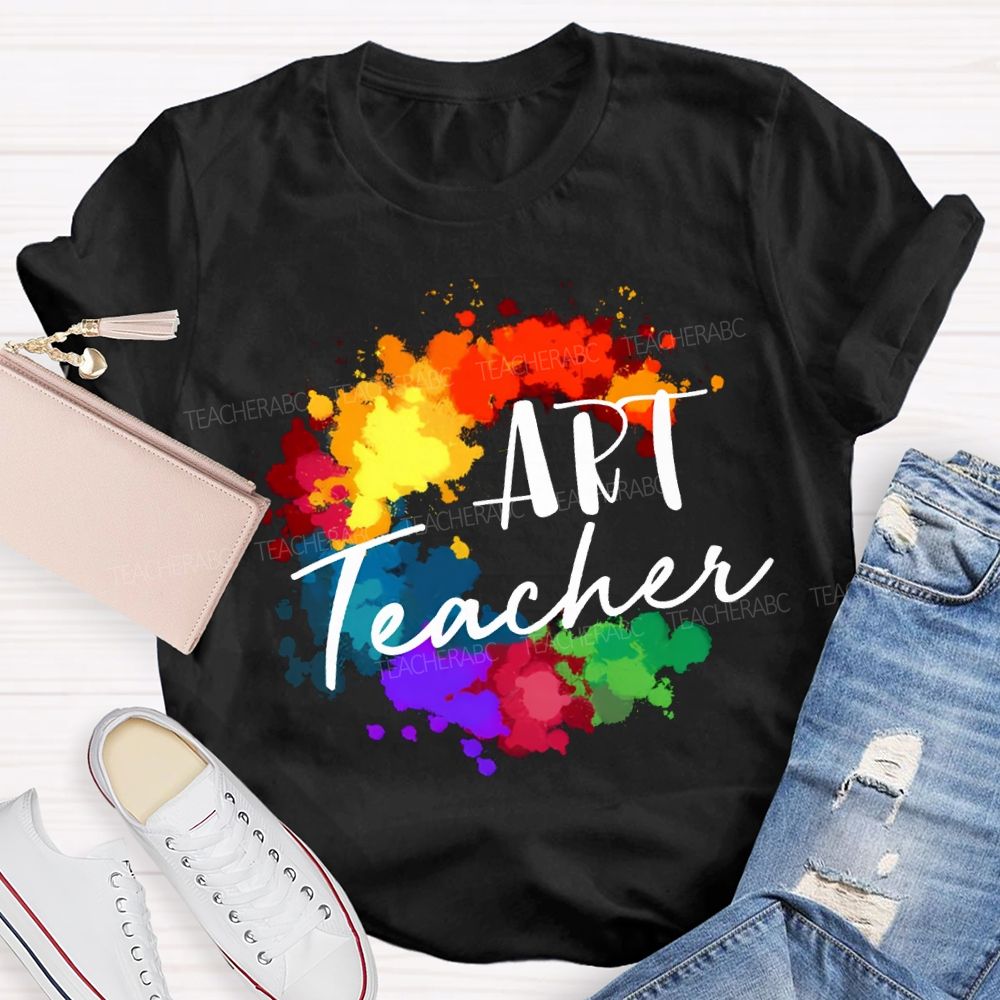 Art Teacher Colorful Tie-Dye Print Teacher T-shirt