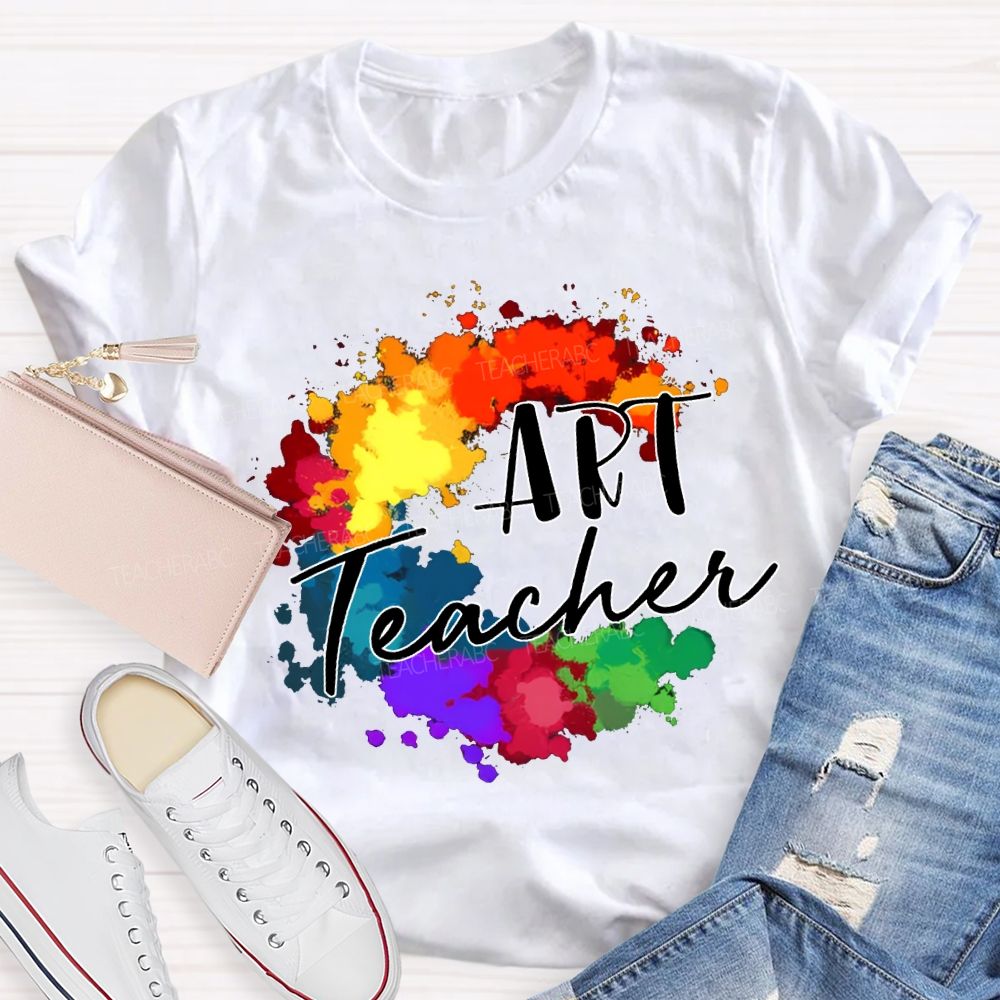 Art Teacher Colorful Tie-Dye Print Teacher T-shirt