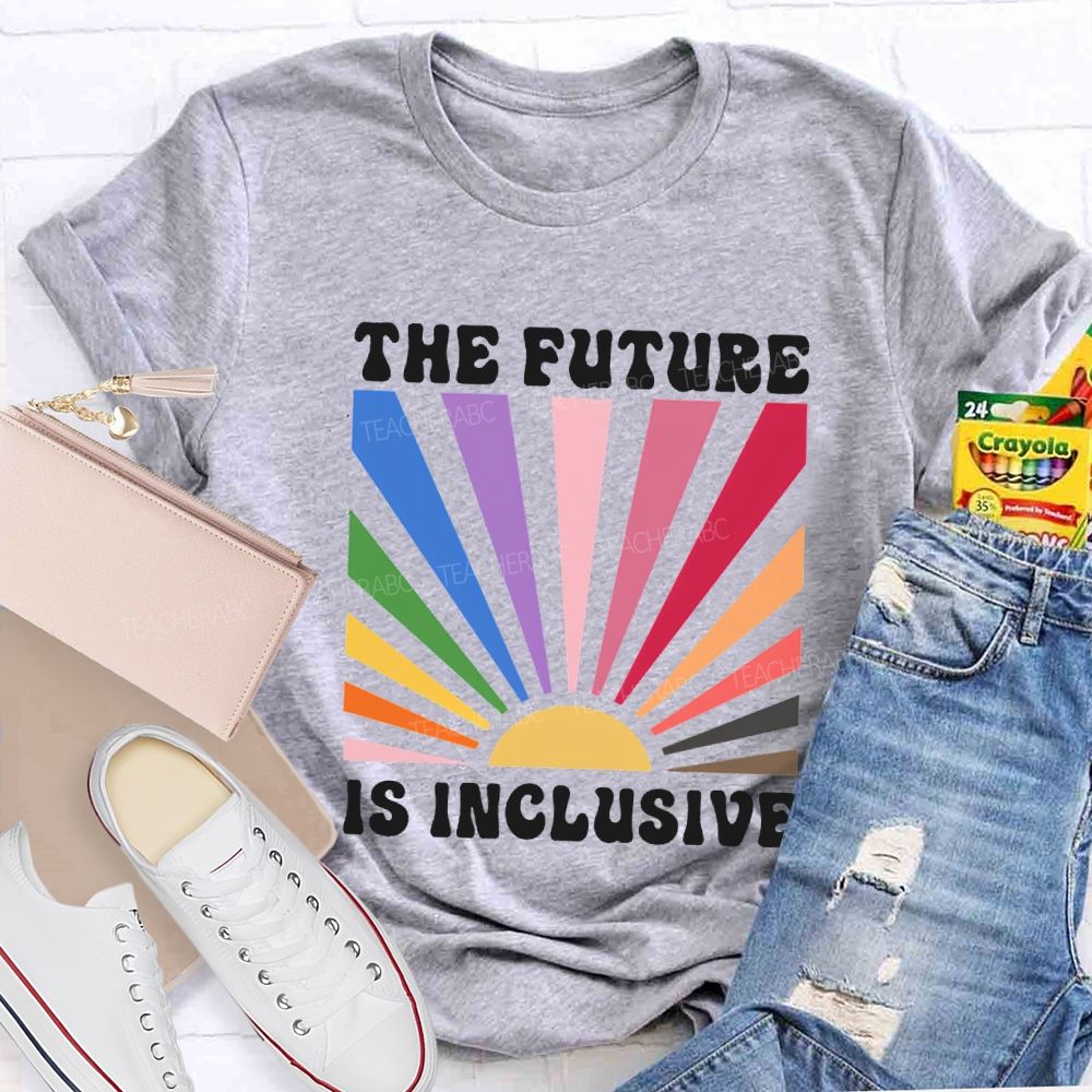 The Future Is Inclusive Colorful Patchwork Print Teacher T-shirt