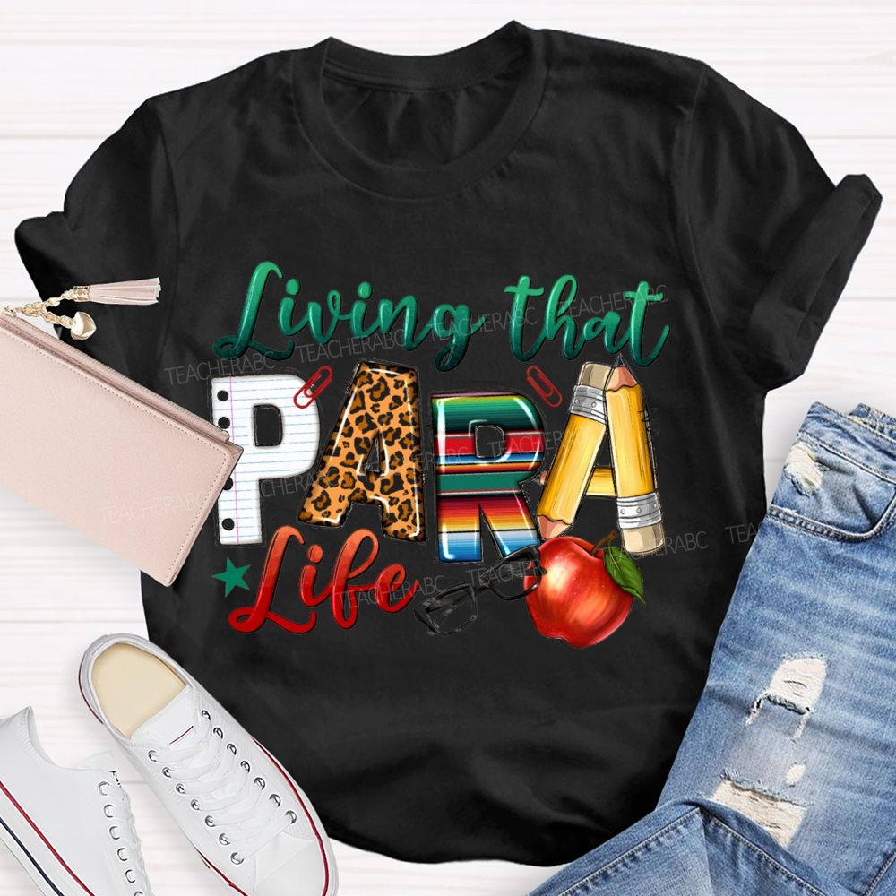 Living That Para Life Leopard Print Font And Apple T-shirt