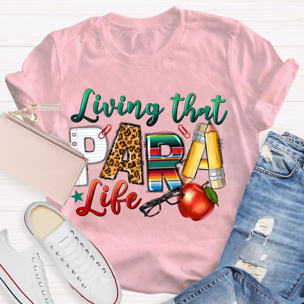 Living That Para Life Leopard Print Font And Apple T-shirt