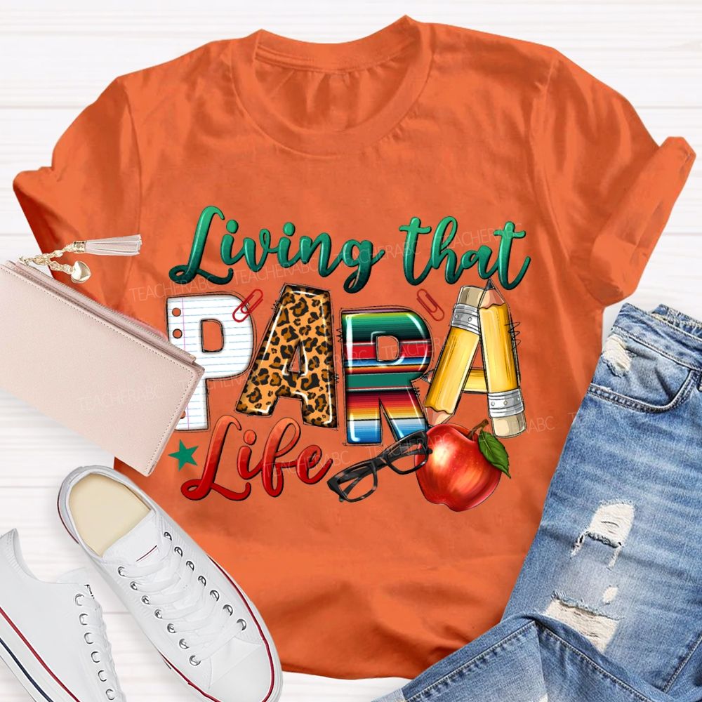 Living That Para Life Leopard Print Font And Apple T-shirt