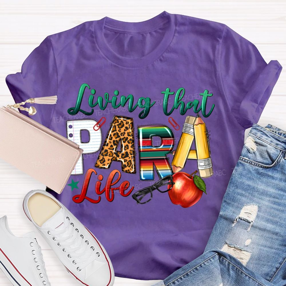 Living That Para Life Leopard Print Font And Apple T-shirt