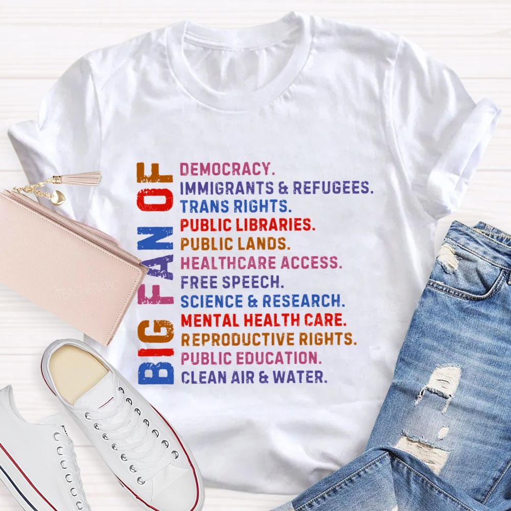Big Fan Of Human Rights Democracy Teacher T-shirt