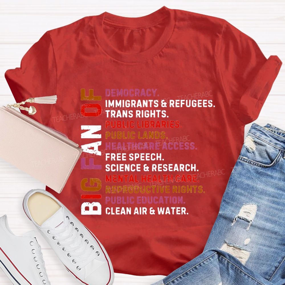 Big Fan Of Human Rights Democracy Teacher T-shirt