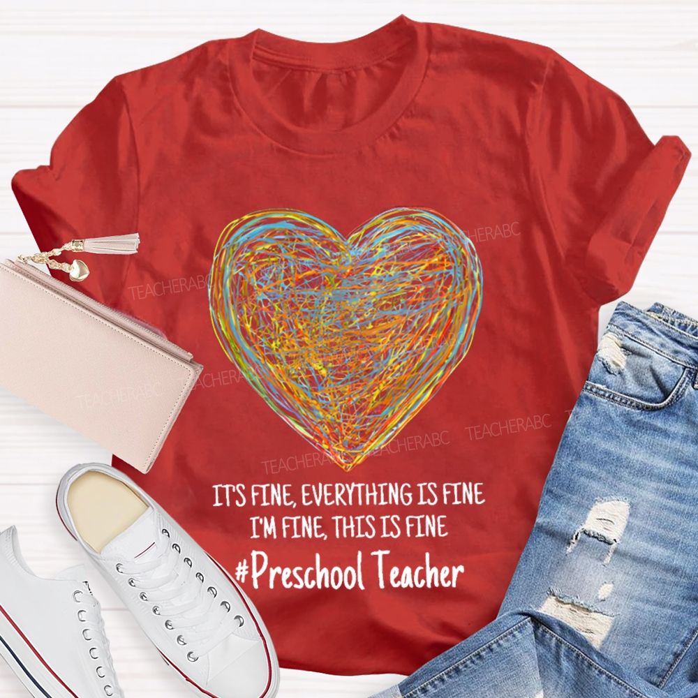 Personalized Grade It's Fine I'm Fine Everything Is Fine Teacher T-shirt