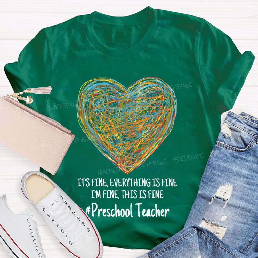 Personalized Grade It's Fine I'm Fine Everything Is Fine Teacher T-shirt