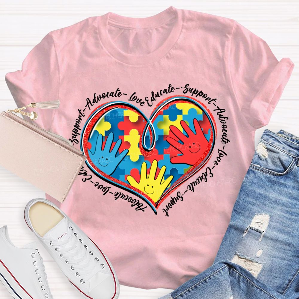 Autism Awareness Advocate Live Educate Support Teacher T-shirt