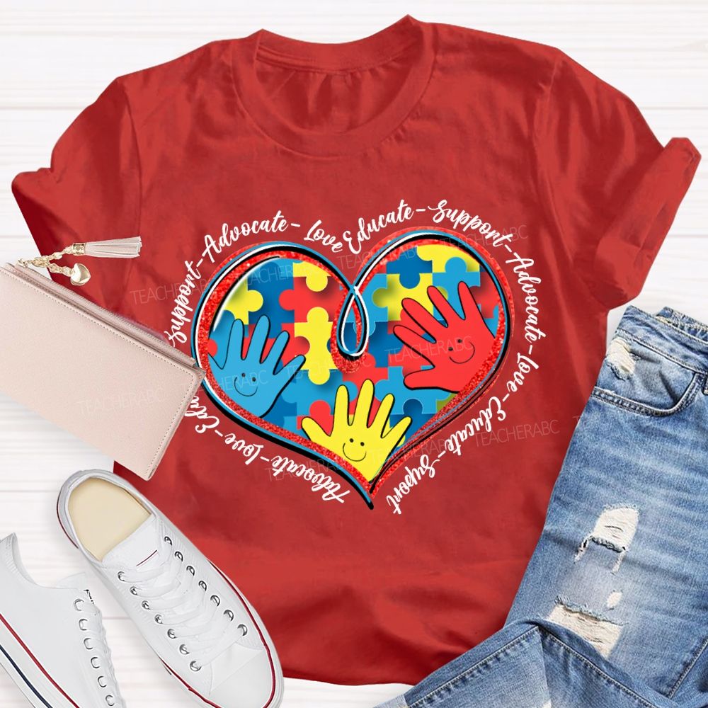 Autism Awareness Advocate Live Educate Support Teacher T-shirt
