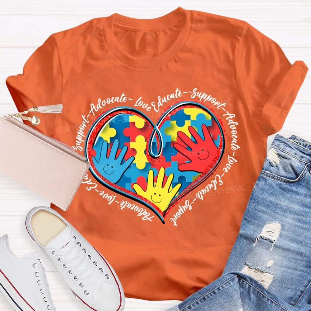 Autism Awareness Advocate Live Educate Support Teacher T-shirt