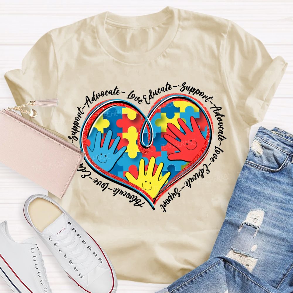Autism Awareness Advocate Live Educate Support Teacher T-shirt