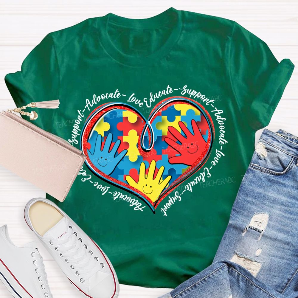 Autism Awareness Advocate Live Educate Support Teacher T-shirt