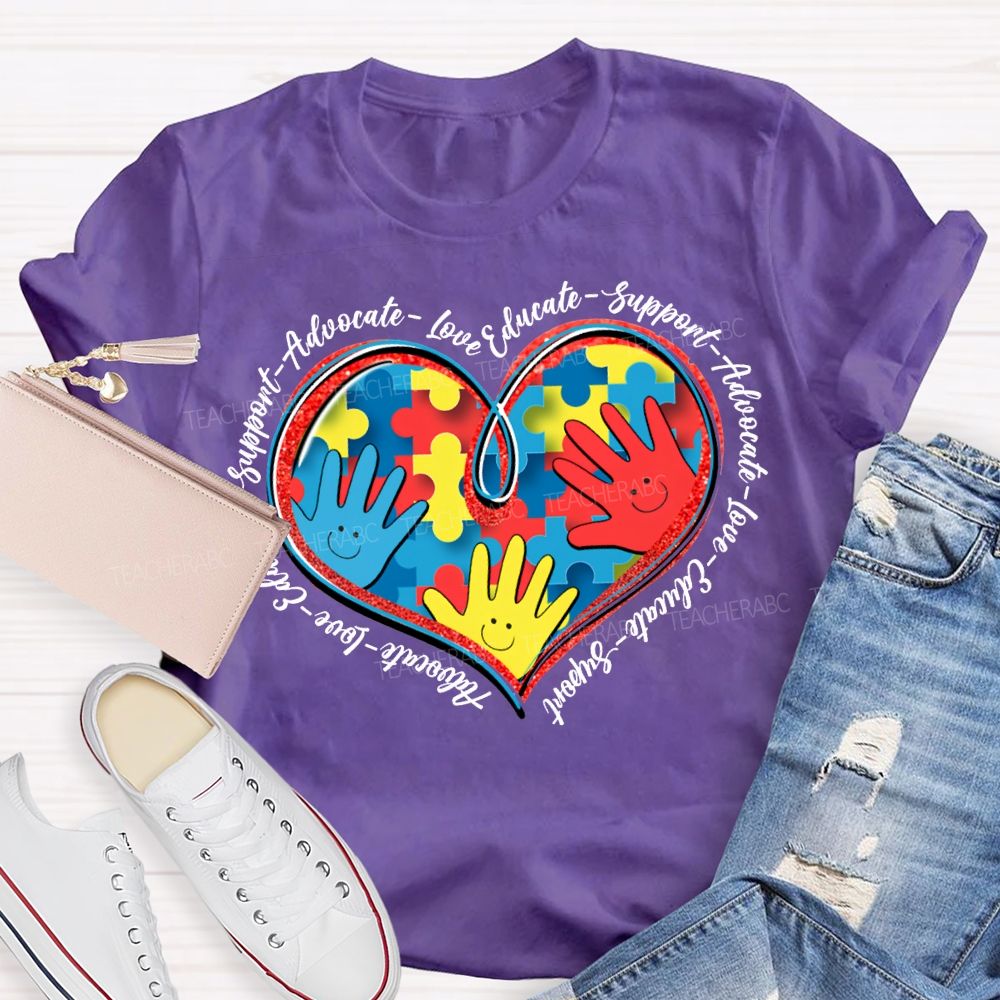 Autism Awareness Advocate Live Educate Support Teacher T-shirt