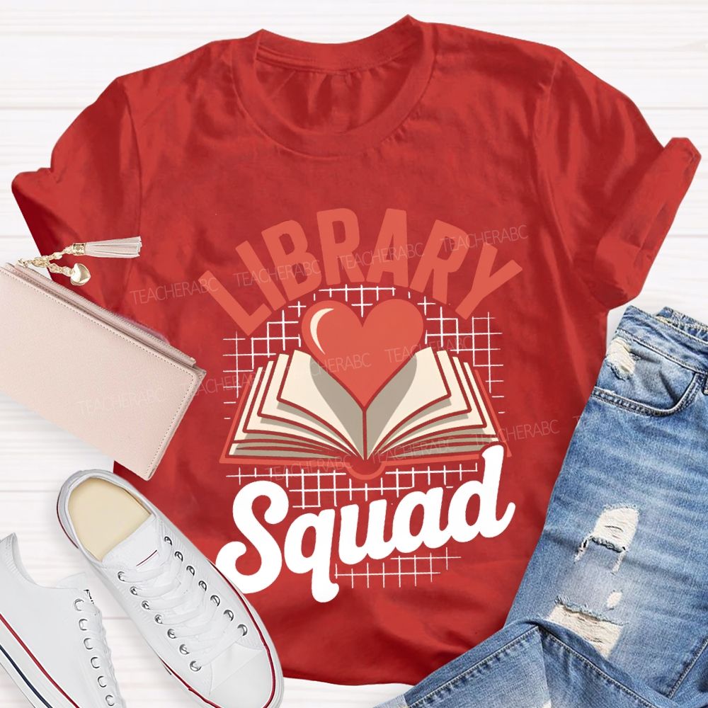 School Library Squad Hearts And Books T-shirt