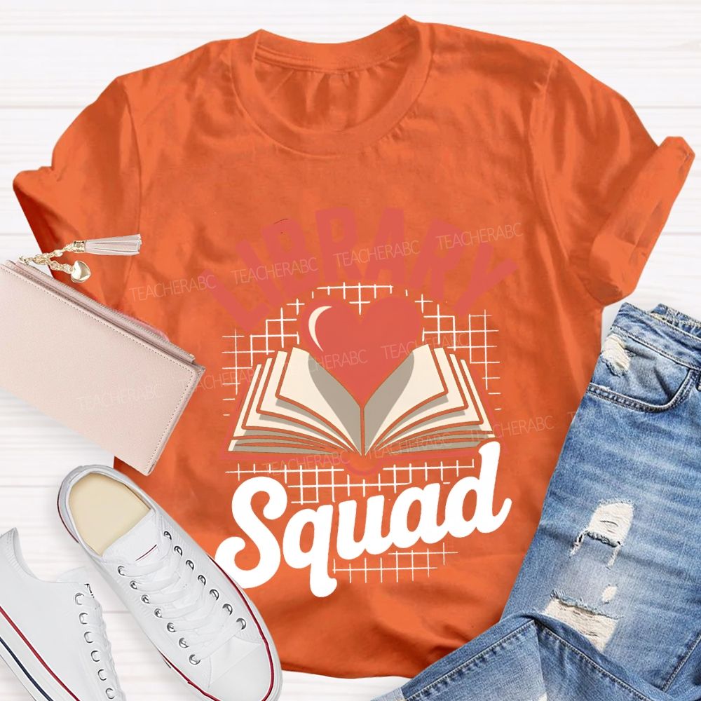 School Library Squad Hearts And Books T-shirt