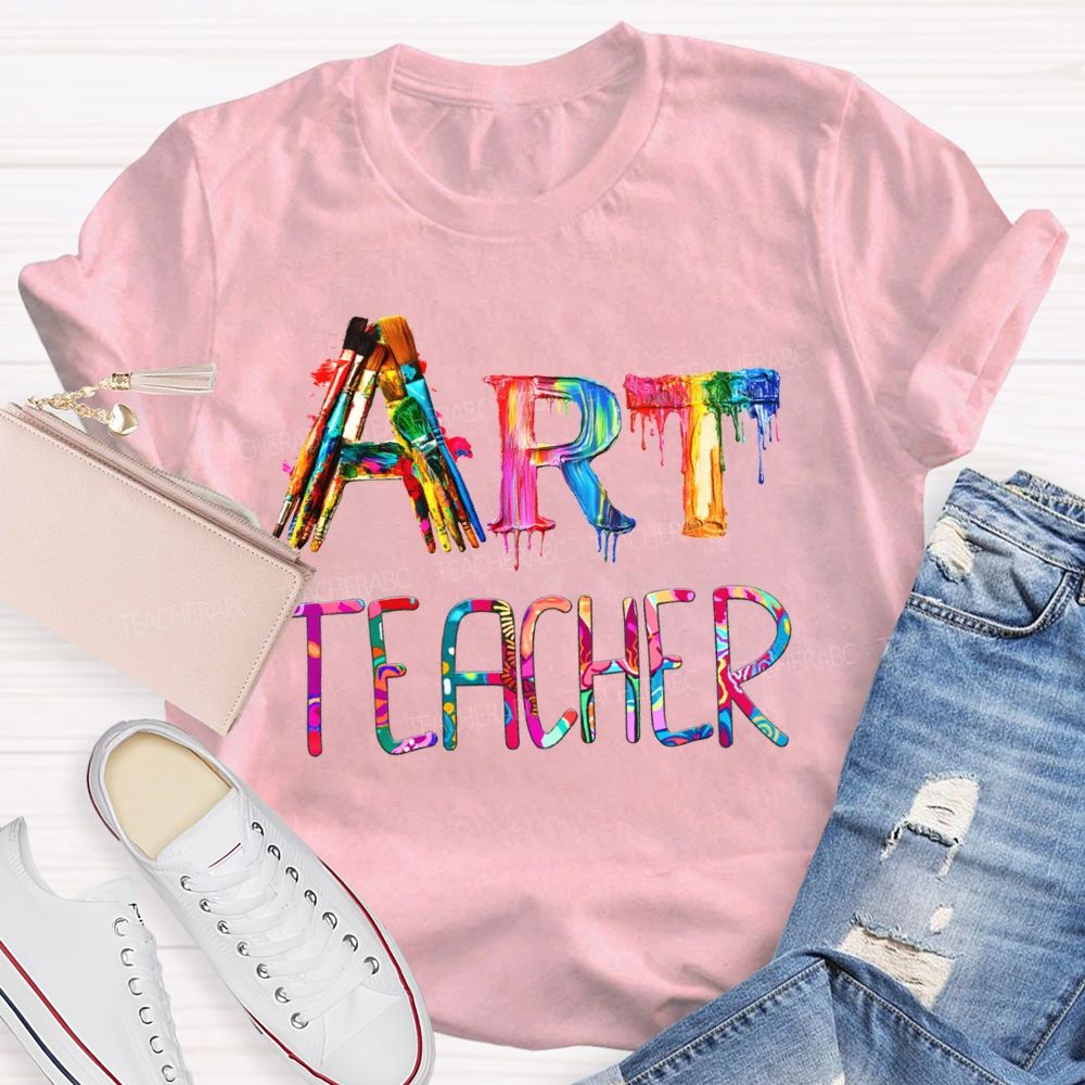 Art Teacher Colorful Tie-Dye Art Font Teacher T-shirt