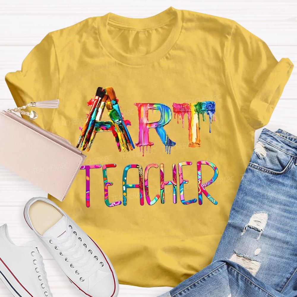 Art Teacher Colorful Tie-Dye Art Font Teacher T-shirt