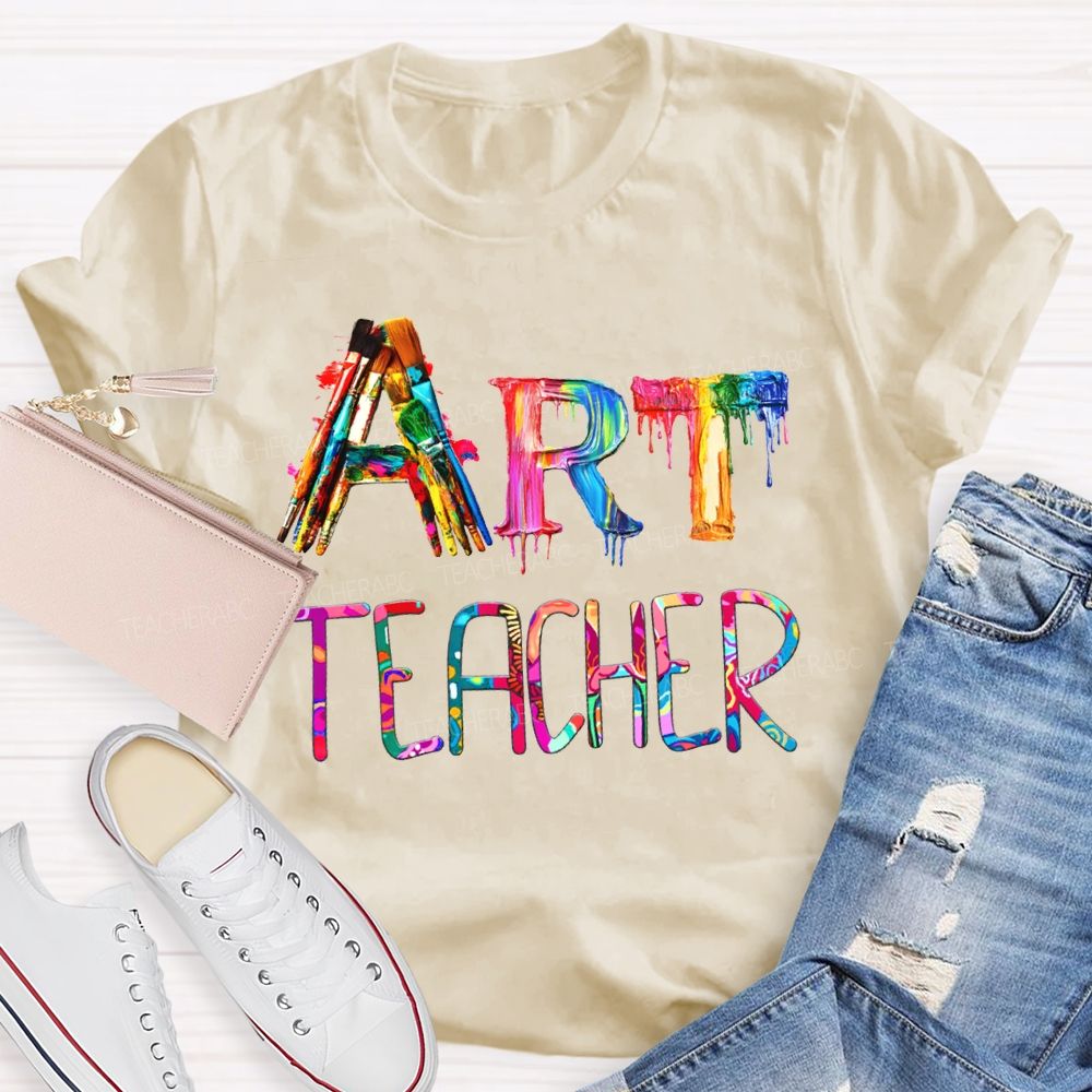 Art Teacher Colorful Tie-Dye Art Font Teacher T-shirt