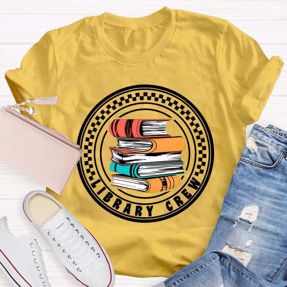 Library Crew Colored Books T-shirt