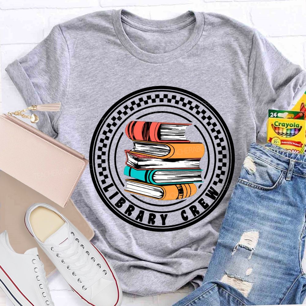 Library Crew Colored Books T-shirt