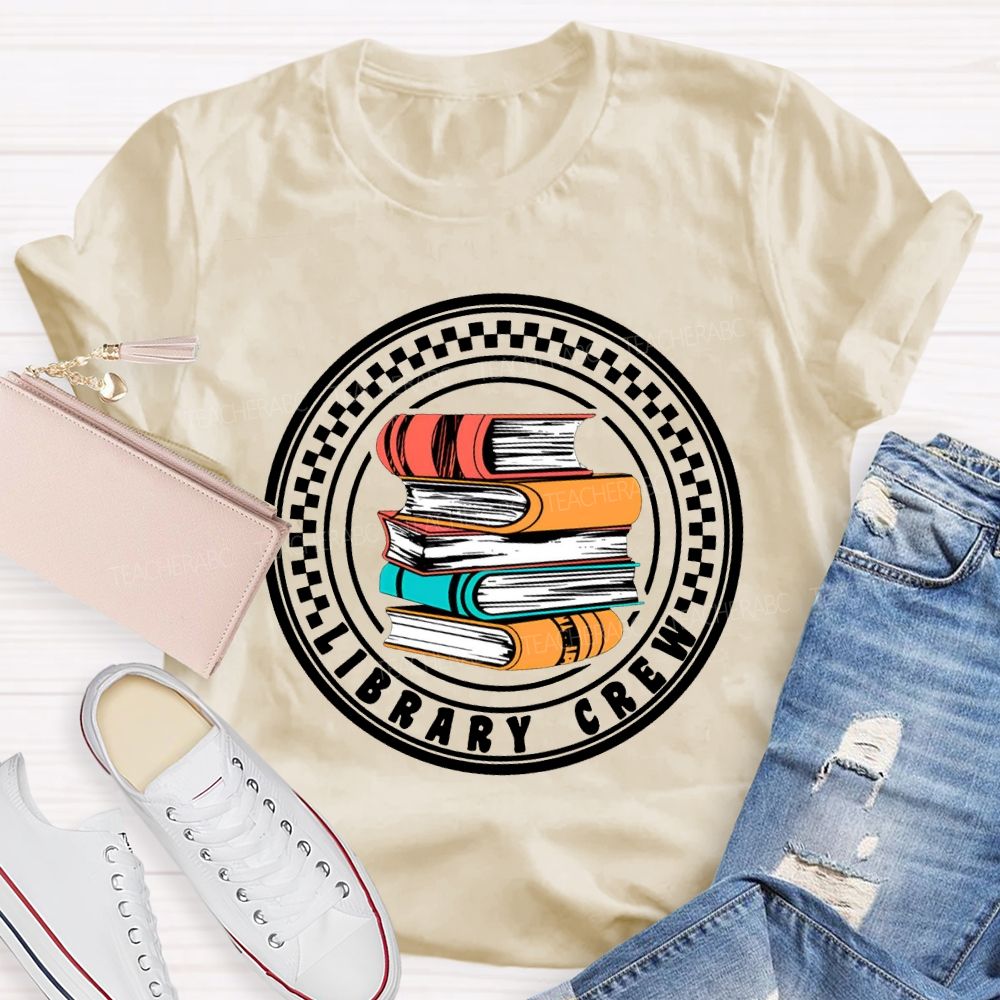 Library Crew Colored Books T-shirt