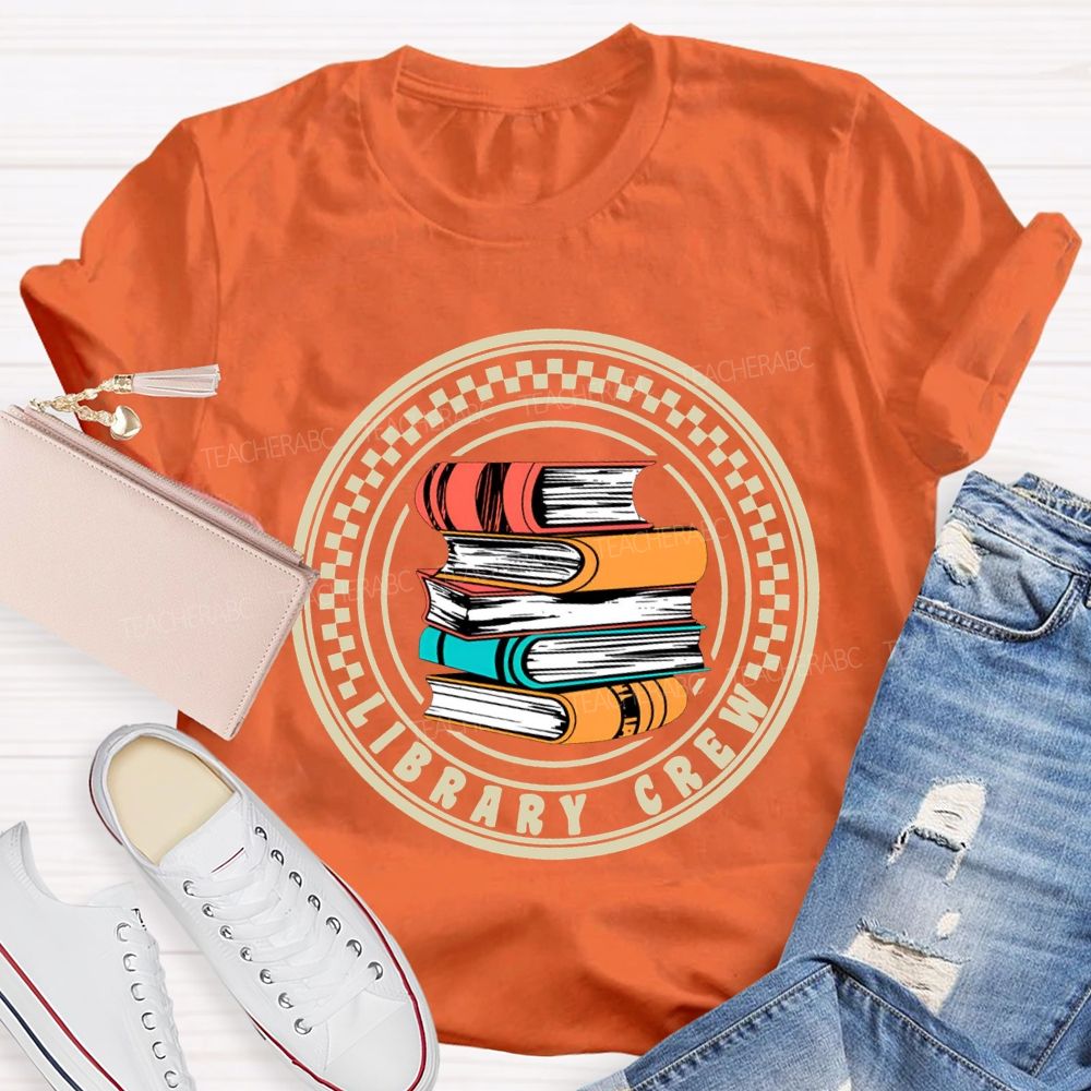 Library Crew Colored Books T-shirt