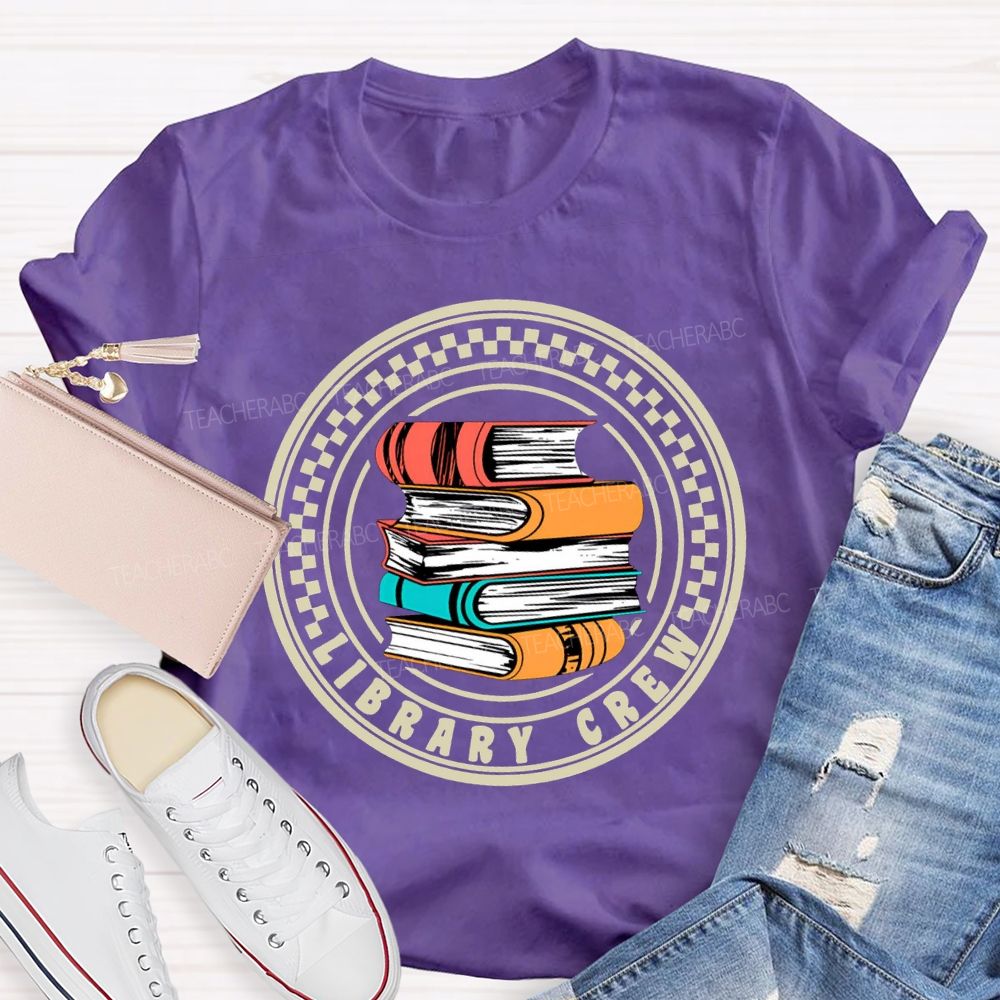 Library Crew Colored Books T-shirt