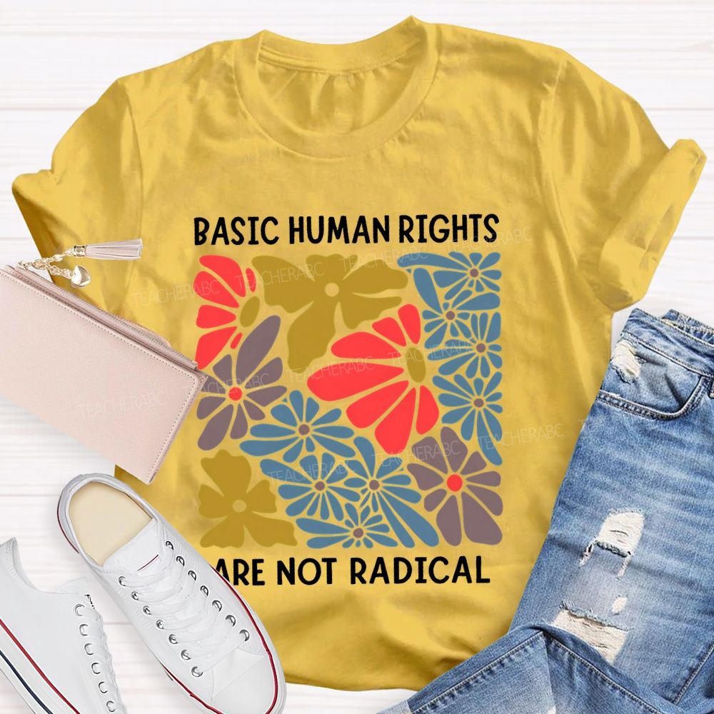 Basic Human Rights Are Not Radical Teacher T-shirt