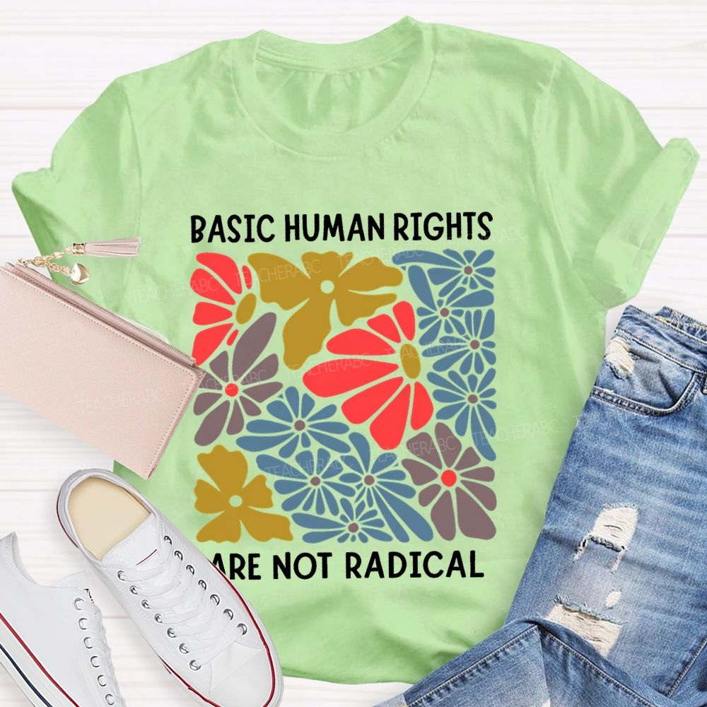 Basic Human Rights Are Not Radical Teacher T-shirt