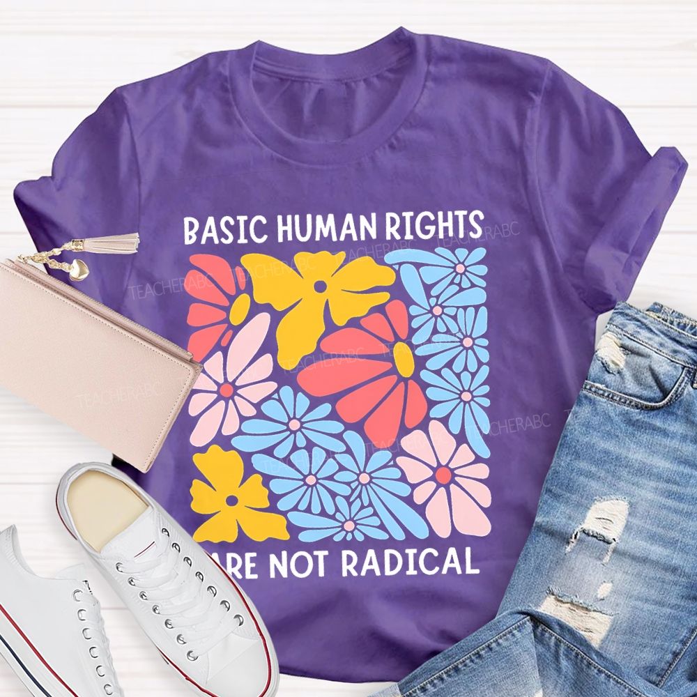 Basic Human Rights Are Not Radical Teacher T-shirt