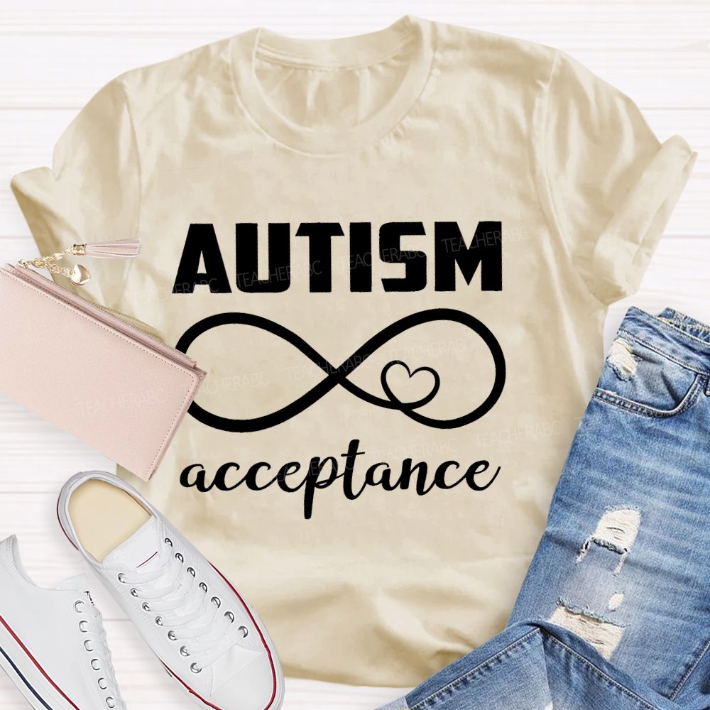 Autism Acceptance Infinity Symbol Heart Teacher T-shirt