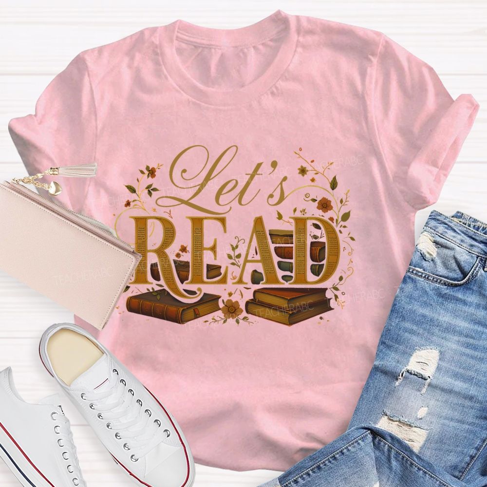 Let's Read Vintage Patterns Teacher T-shirt