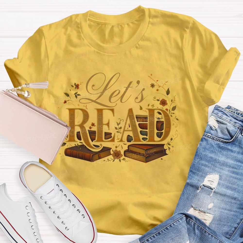 Let's Read Vintage Patterns Teacher T-shirt