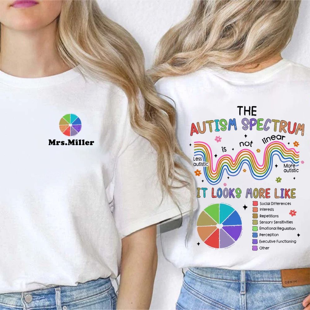 Personalized Name The Autism Spectrum Is Not Linear It Look More Like Double Printed T-shirt