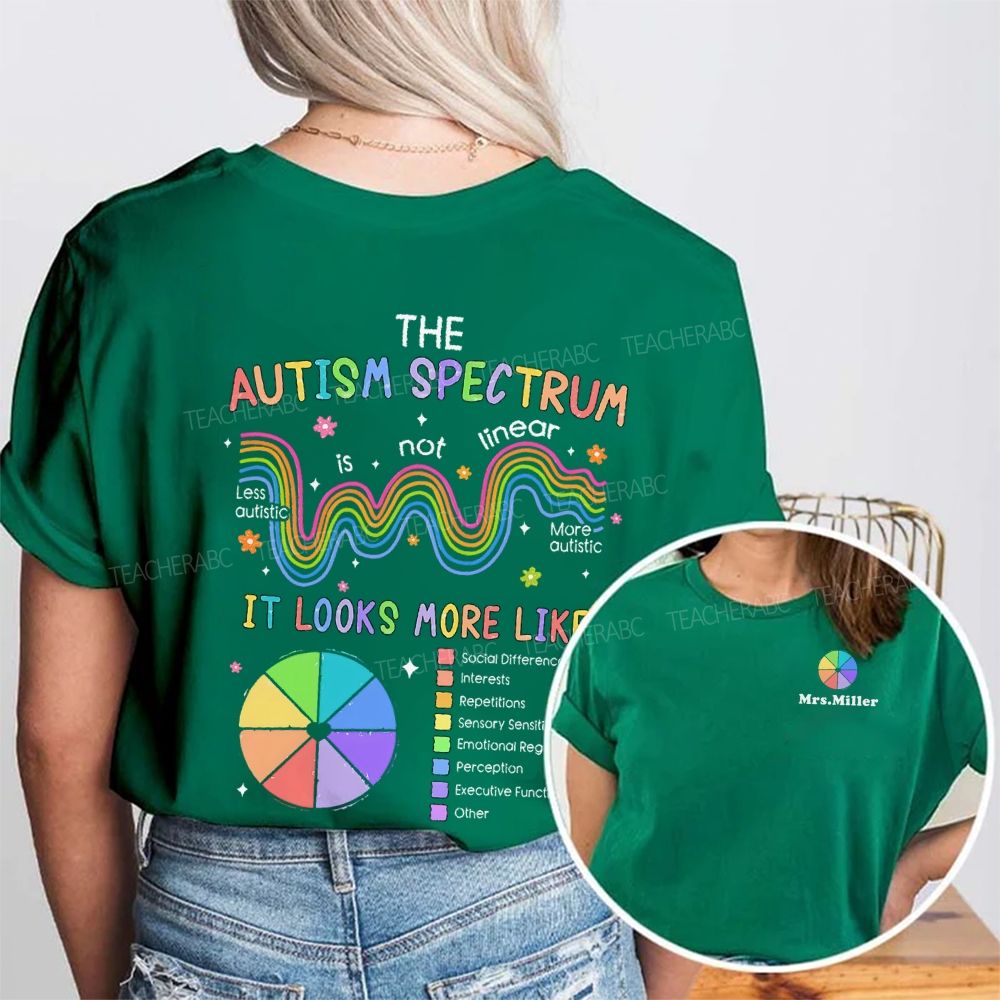 Personalized Name The Autism Spectrum Is Not Linear It Look More Like Double Printed T-shirt