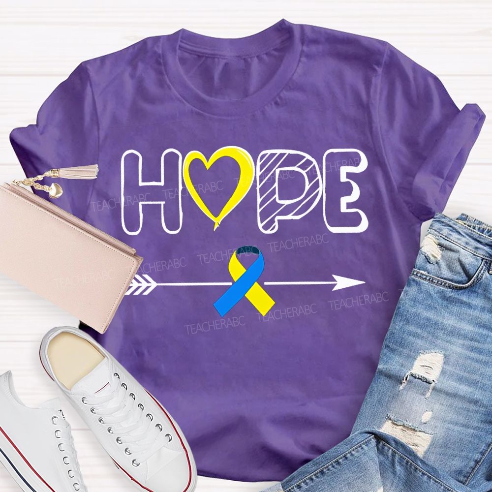 Hope Down Syndrome Awareness Teacher T-shirt