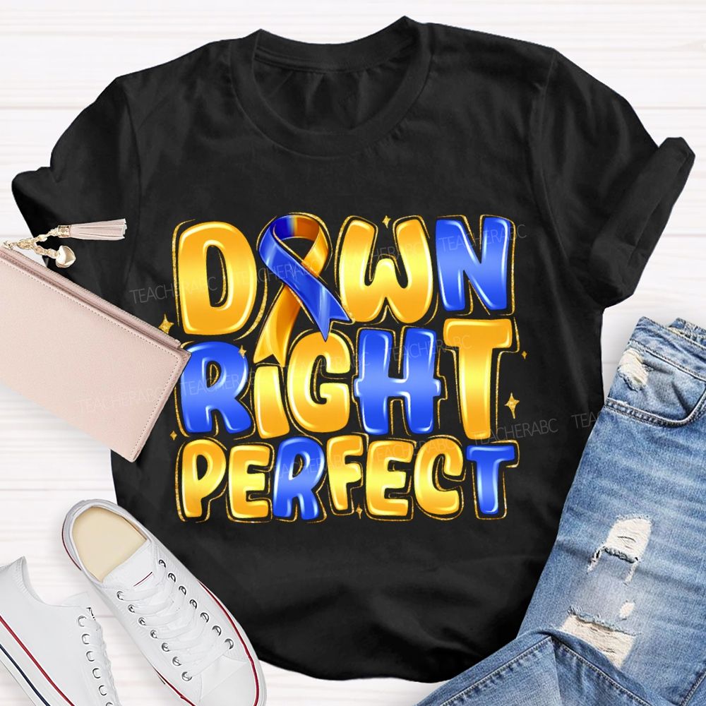 Down Right Perfect Down Syndrome Acceptance Teacher T-shirt