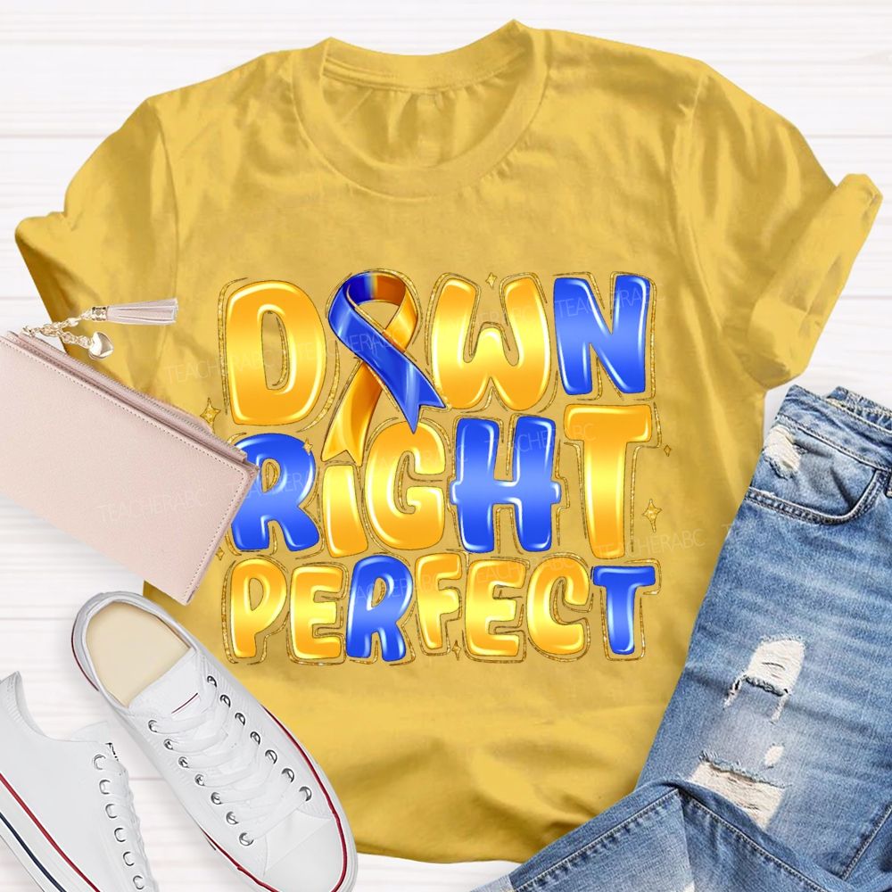 Down Right Perfect Down Syndrome Acceptance Teacher T-shirt
