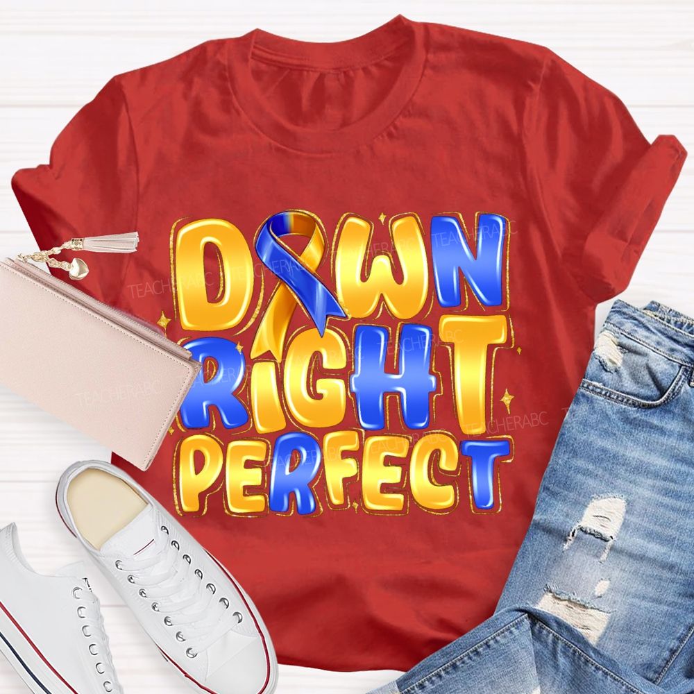 Down Right Perfect Down Syndrome Acceptance Teacher T-shirt