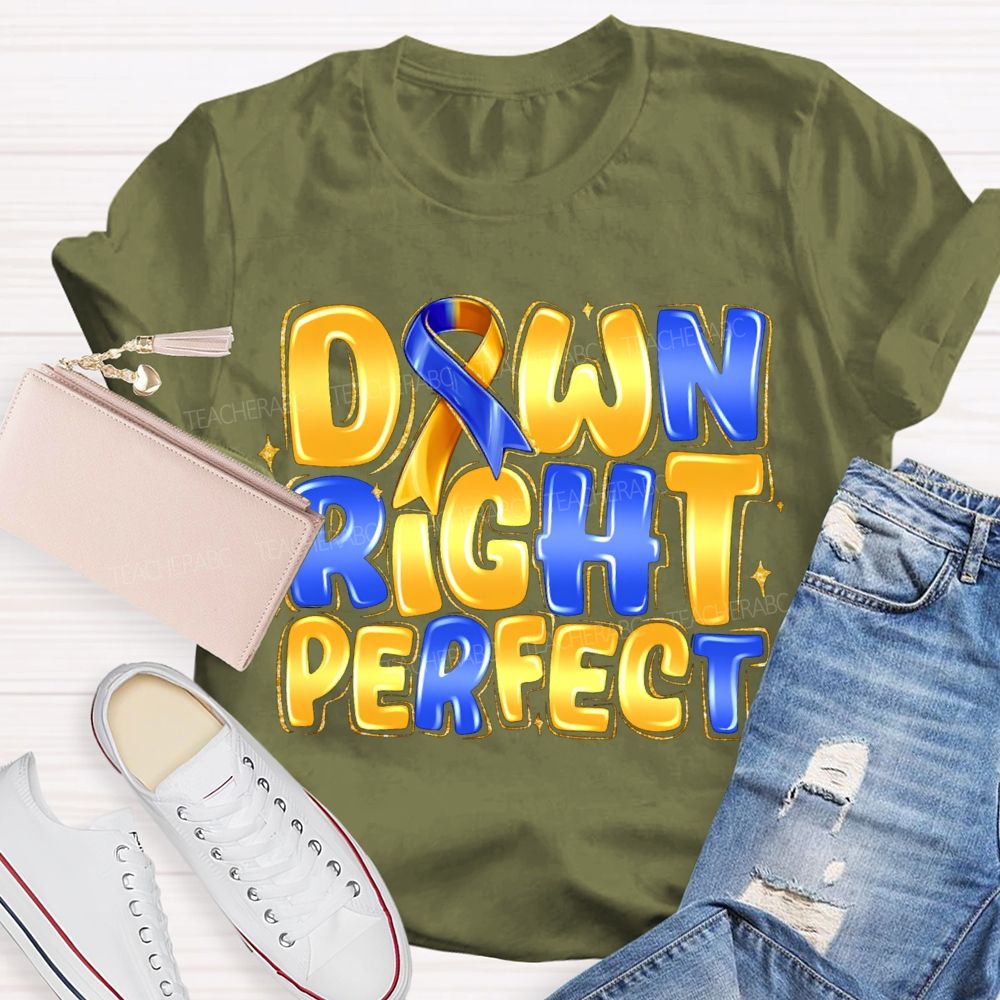 Down Right Perfect Down Syndrome Acceptance Teacher T-shirt