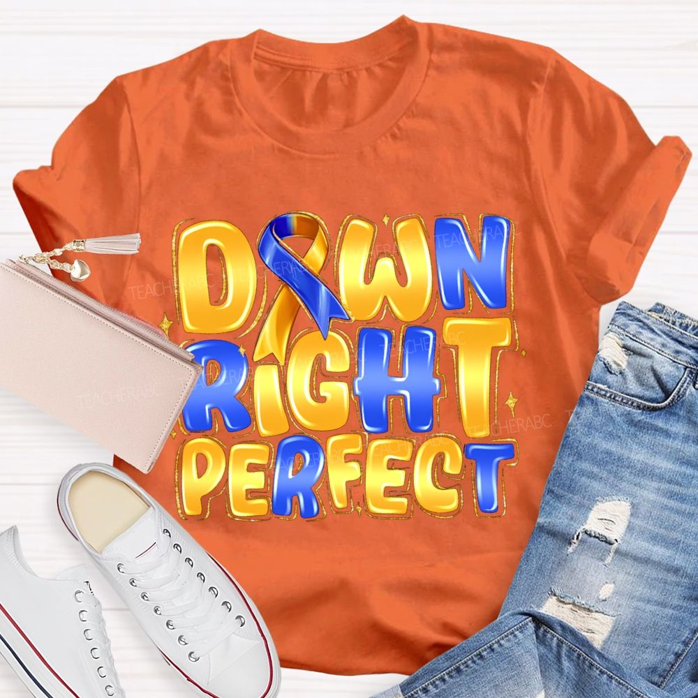 Down Right Perfect Down Syndrome Acceptance Teacher T-shirt