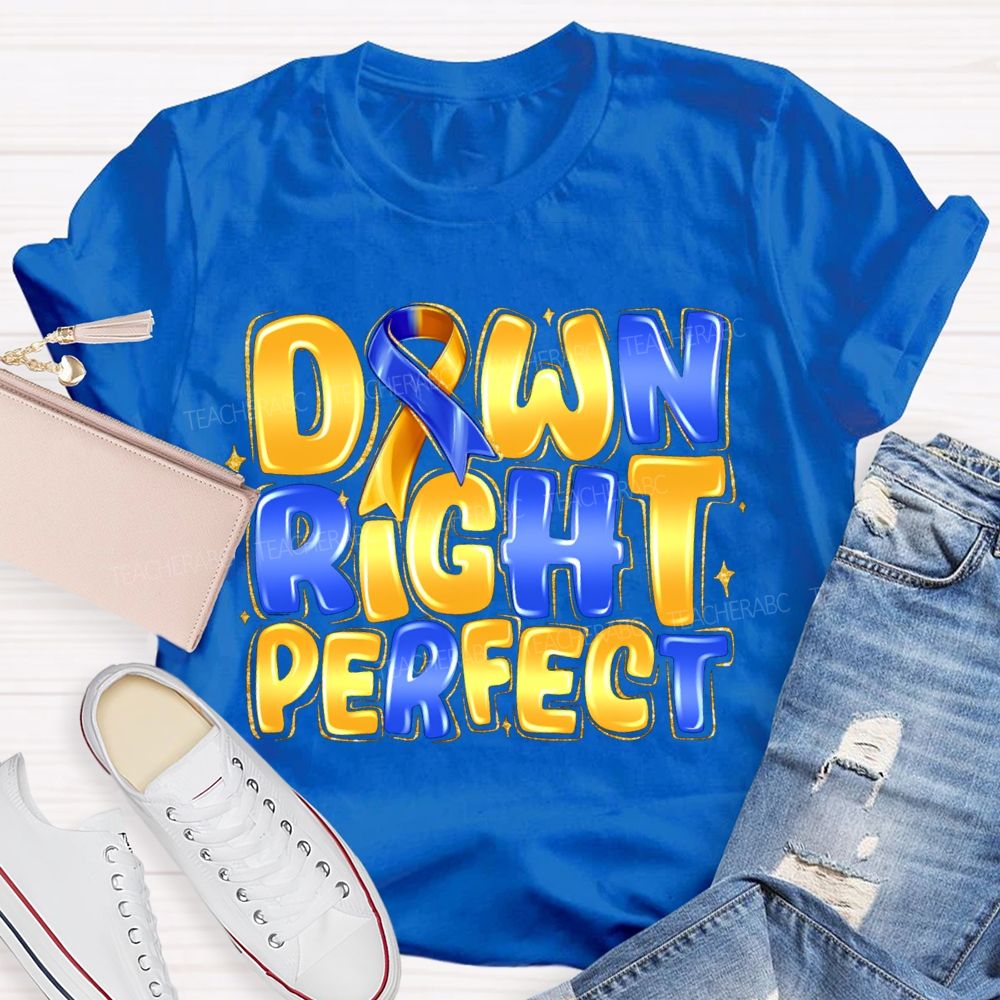 Down Right Perfect Down Syndrome Acceptance Teacher T-shirt