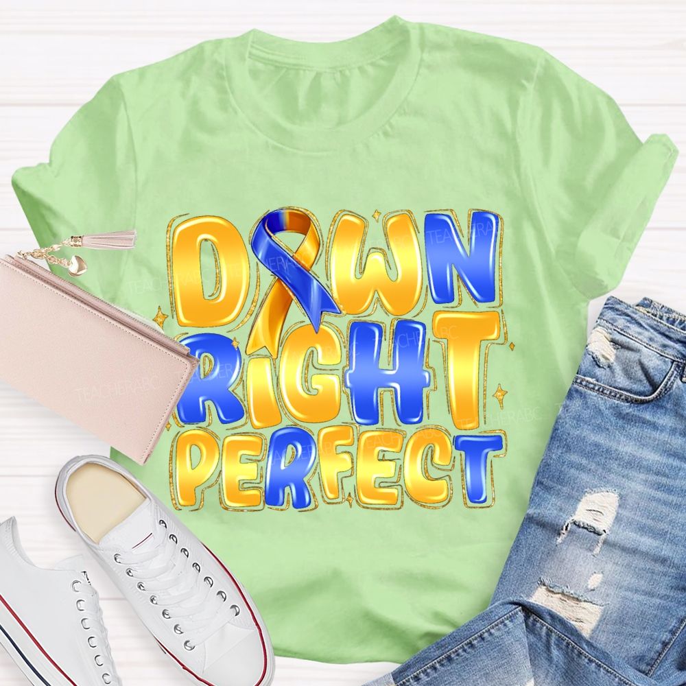 Down Right Perfect Down Syndrome Acceptance Teacher T-shirt