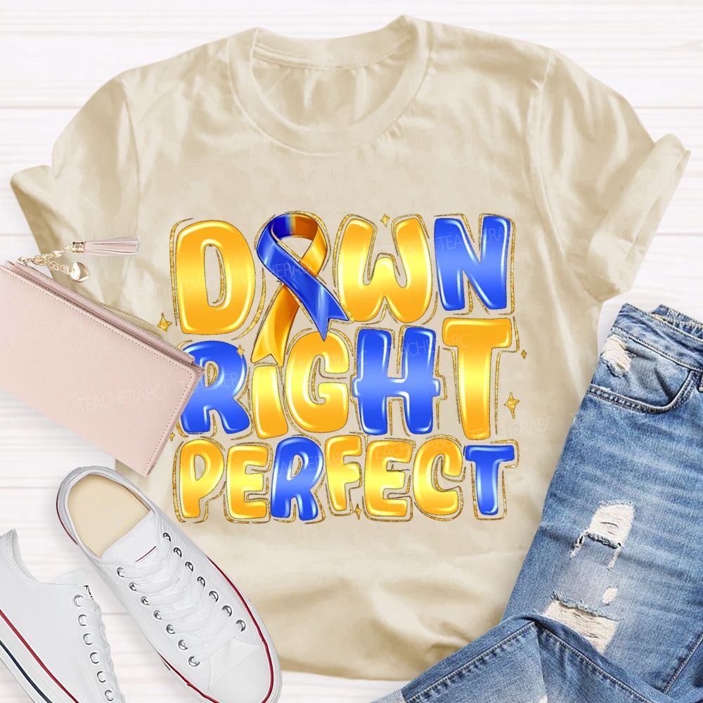 Down Right Perfect Down Syndrome Acceptance Teacher T-shirt