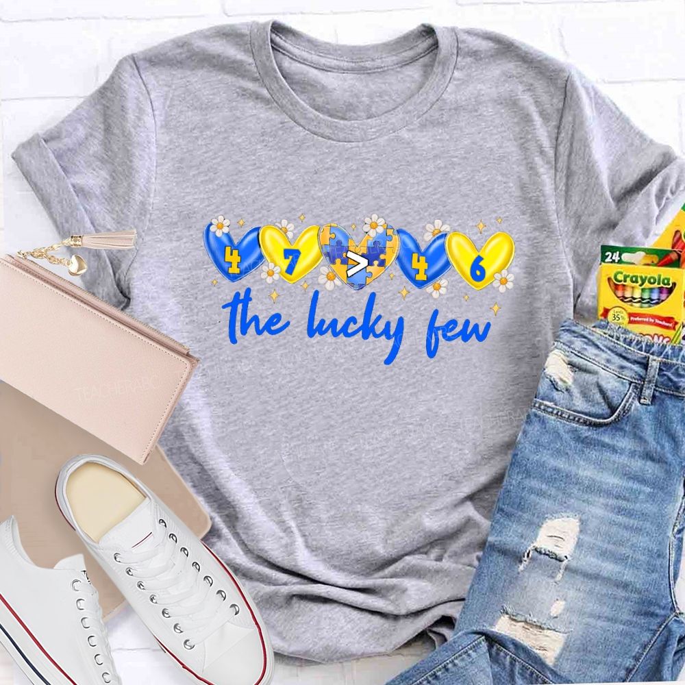 The Lucky Few Yellow Blue Heart Teacher T-Shirt