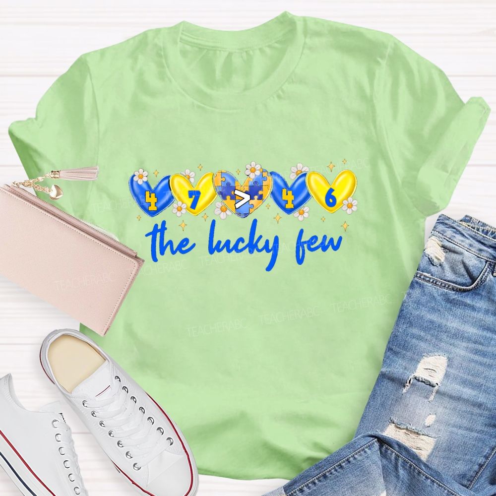 The Lucky Few Yellow Blue Heart Teacher T-Shirt