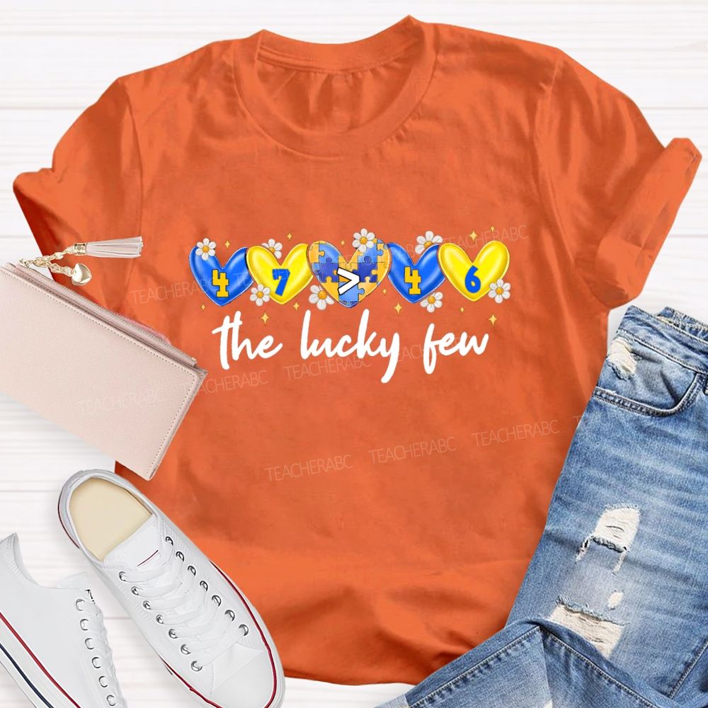 The Lucky Few Yellow Blue Heart Teacher T-Shirt