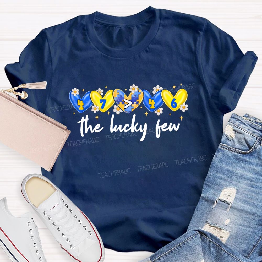 The Lucky Few Yellow Blue Heart Teacher T-Shirt
