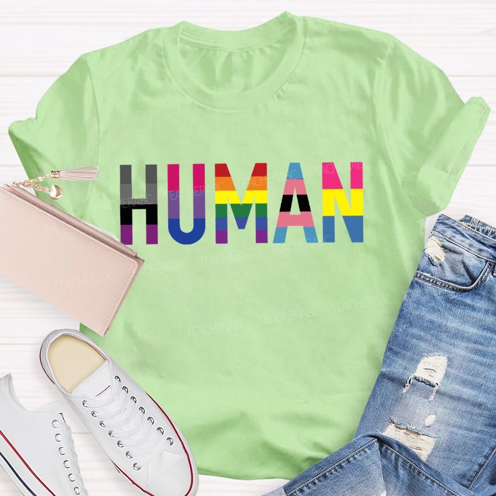 Human Rainbow Color Teacher T-shirt