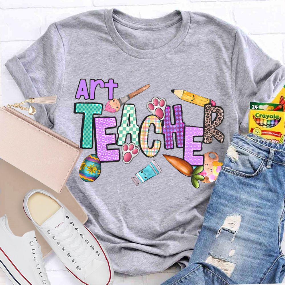 Art Teacher Easter Bunny Feet Teacher T-shirt